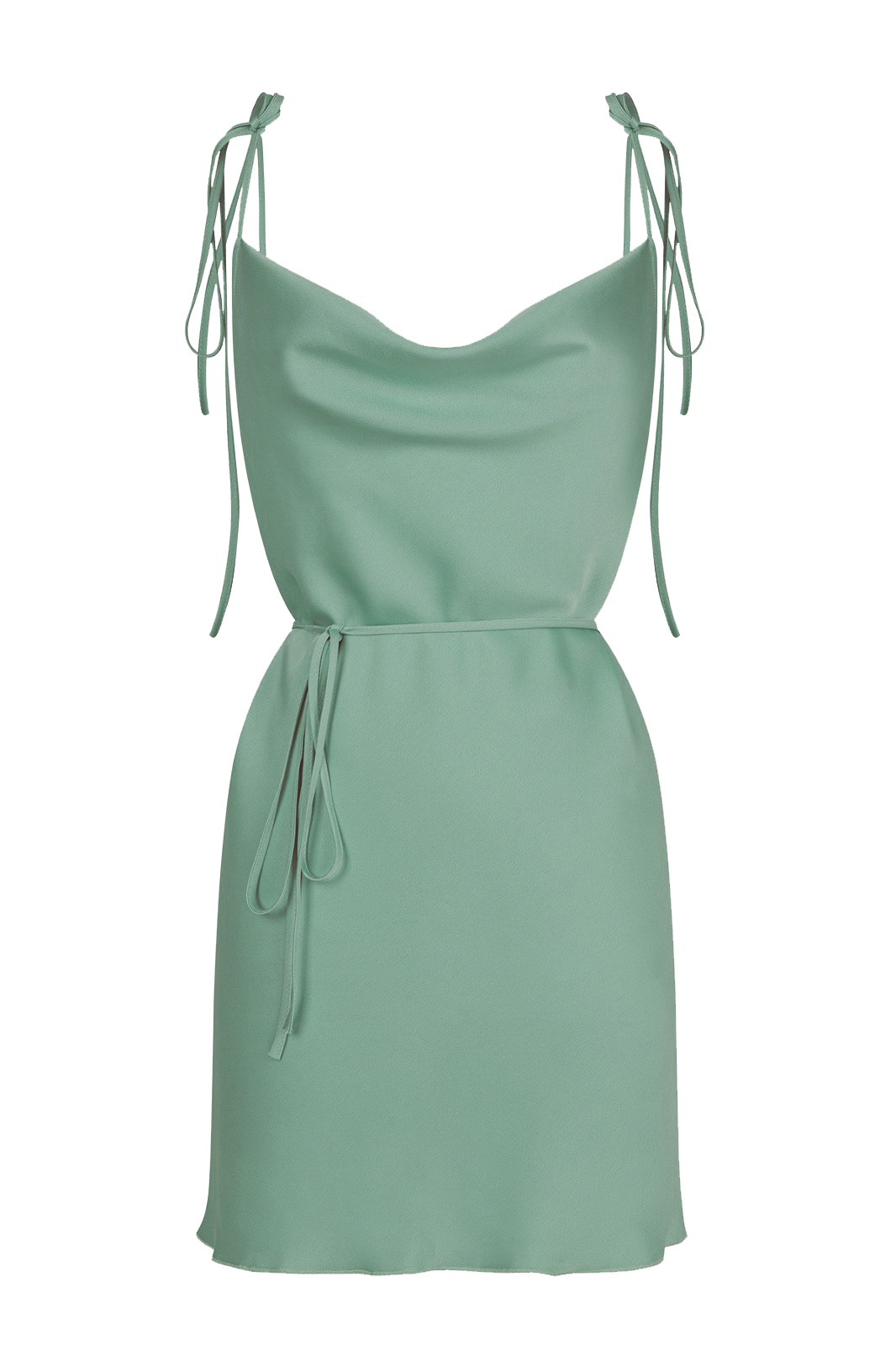 LORENA Su Yeşili Mini Saten Slip Elbise