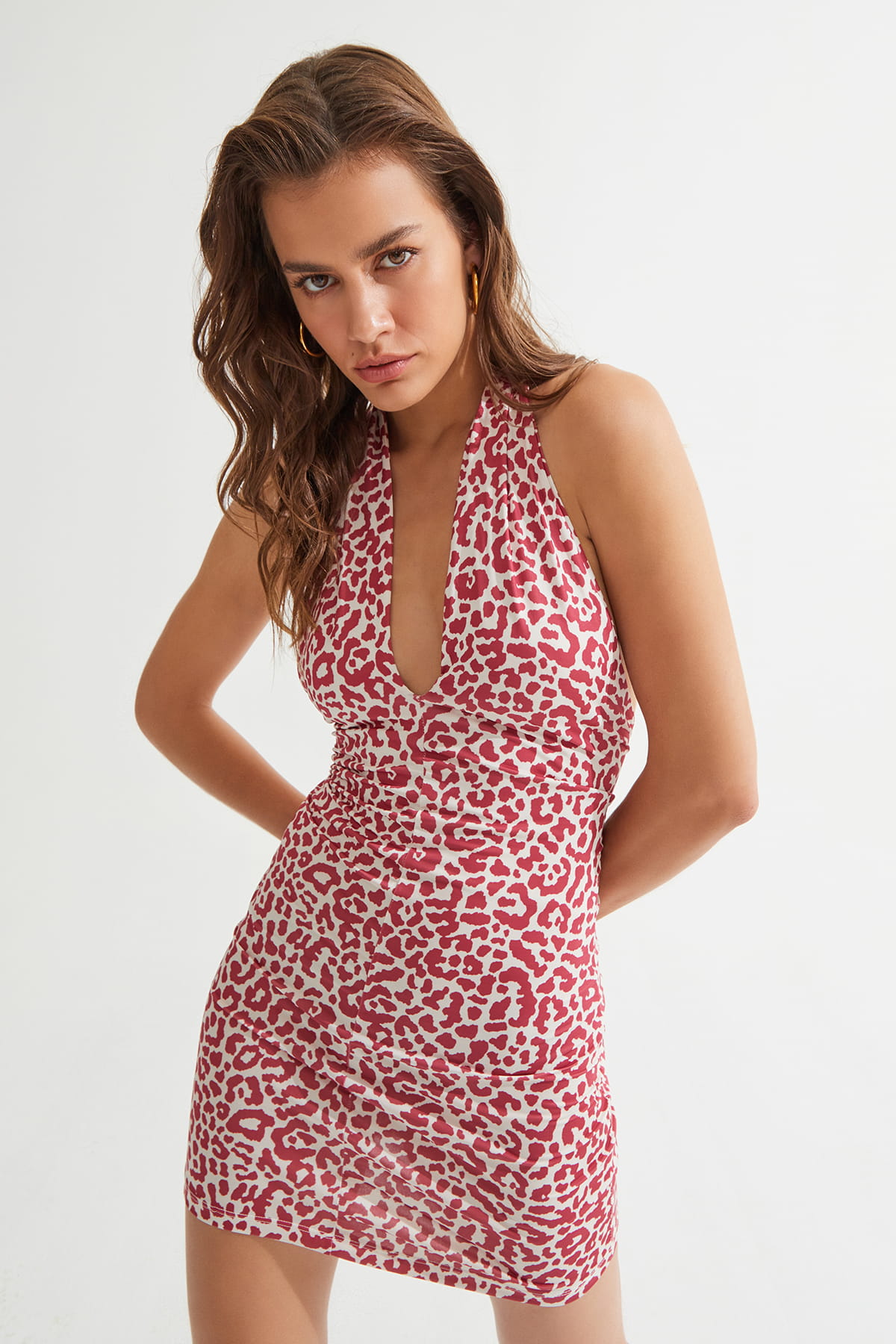 LISSA Leopard Pattern Mini Jersey Dress