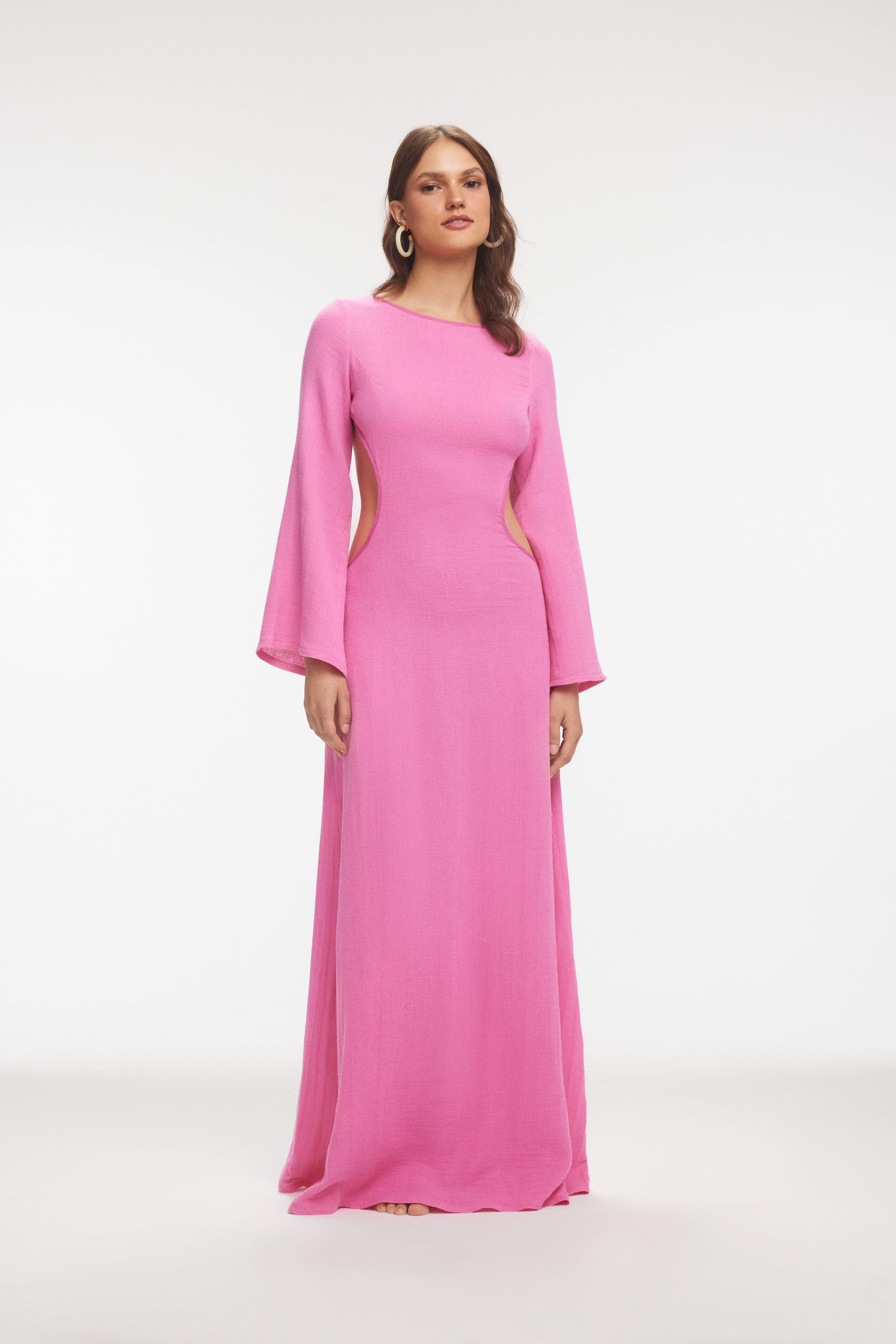  KAYE Low Back Pink Maxi Dress