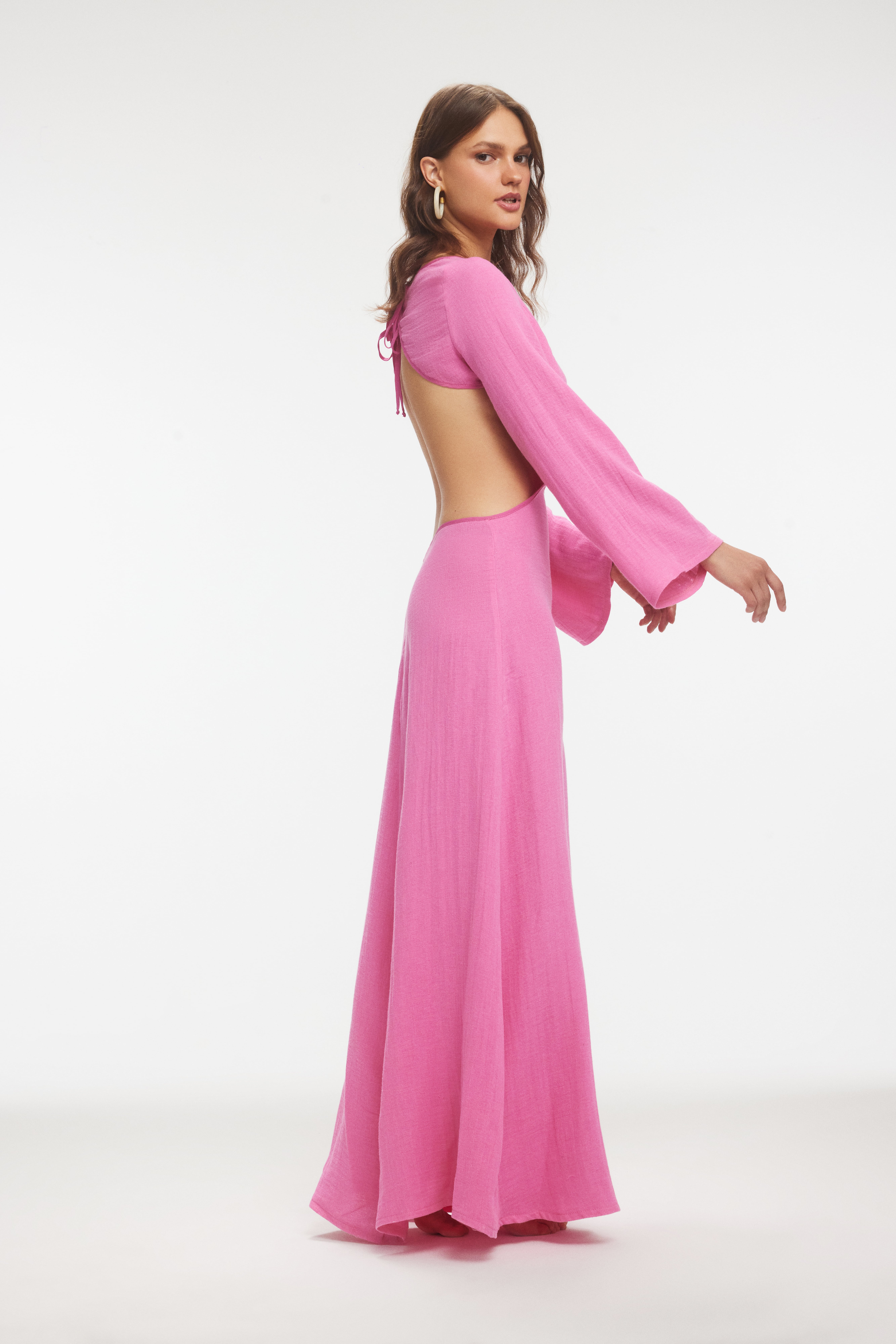  KAYE Low Back Pink Maxi Dress